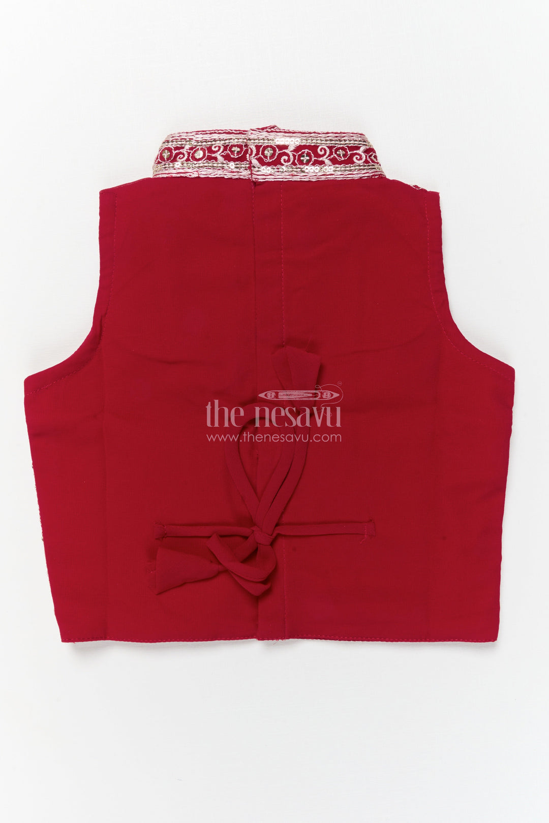 The Nesavu Girls Ethnic Lehenga Girls High-neck Lehenga Choli Set with Mirror Work for Parties and Receptions Nesavu Nesavu girls embroidered georgette lehenga set with high-neck blouse and mirror work for festive receptions