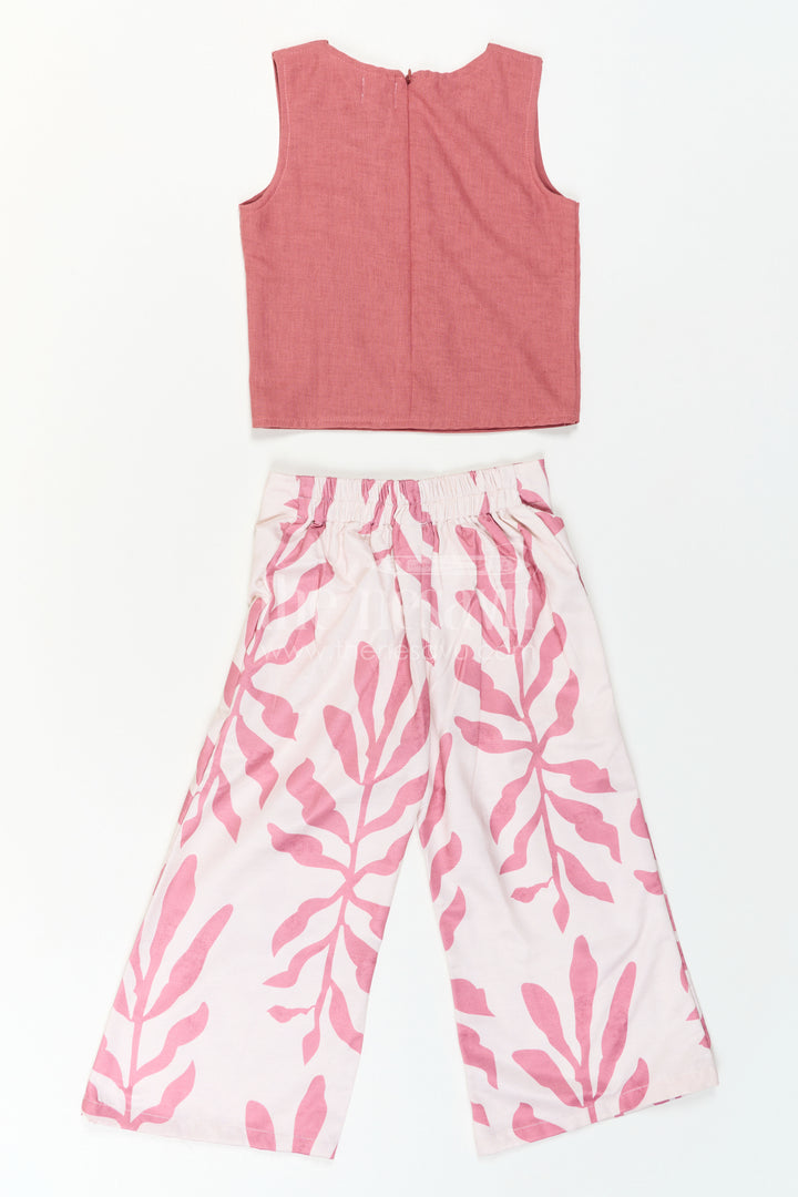 The Nesavu Girls Sharara / Plazo Set Girls Indo-Western Plazo Set with Leaf Digital Print Nesavu Nesavu girls plazo set leaf print cape jacket  stylish Indo-western outfit