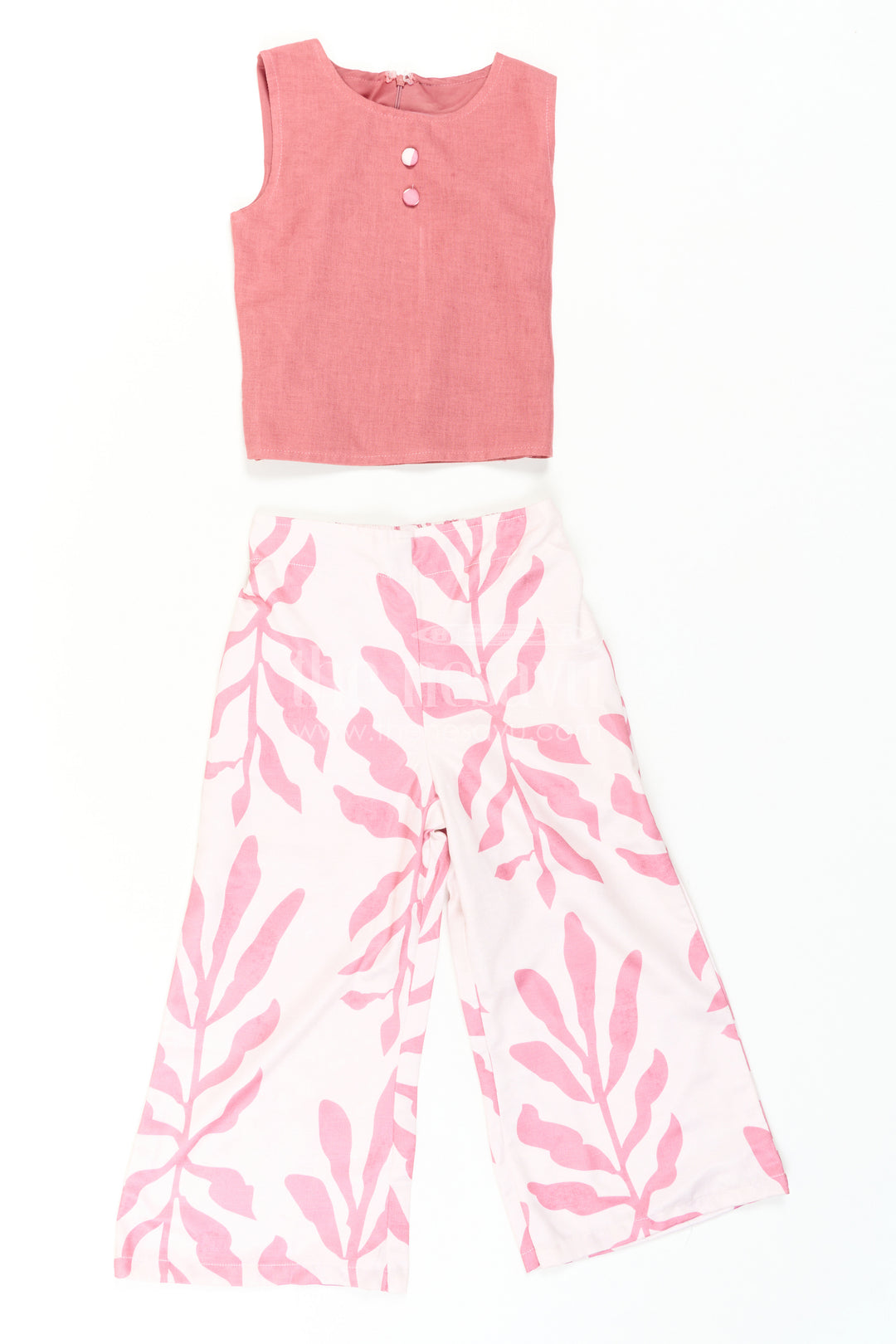 The Nesavu Girls Sharara / Plazo Set Girls Indo-Western Plazo Set with Leaf Digital Print Nesavu Nesavu girls plazo set leaf print cape jacket  stylish Indo-western outfit