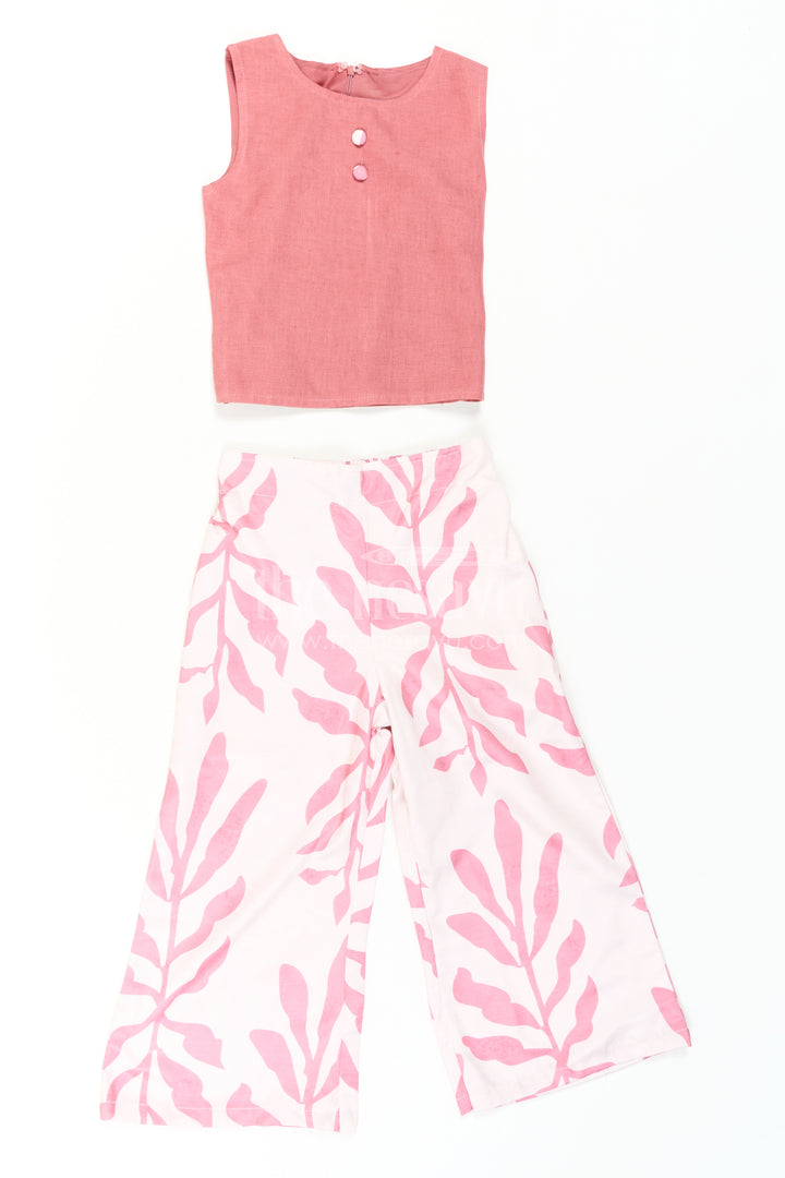 The Nesavu Girls Sharara / Plazo Set Girls Indo-Western Plazo Set with Leaf Digital Print Nesavu Nesavu girls plazo set leaf print cape jacket  stylish Indo-western outfit
