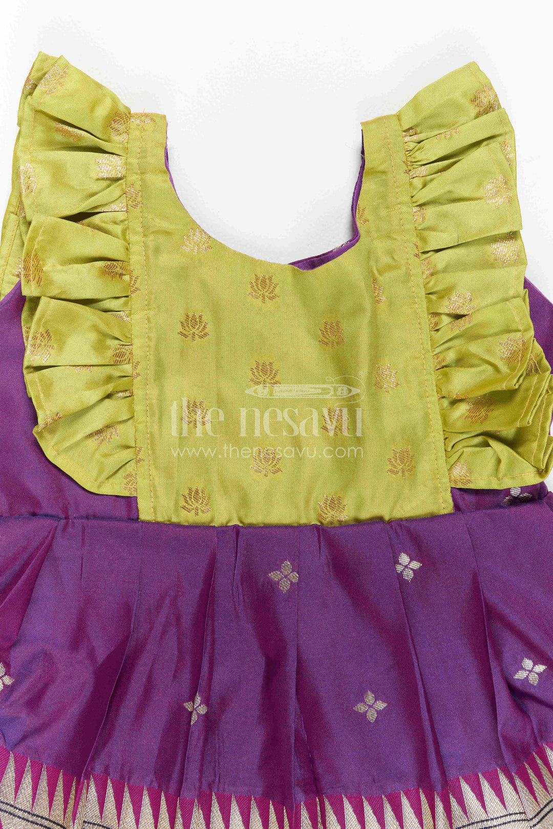 The Nesavu Girls Kanchi Silk Frock Girls Kanchi Silk Frock for Festive Celebrations and Wedding Functions Nesavu Nesavu Girls Kanchi Silk Frock With Paithani Border For Weddings And Festive Celebrations