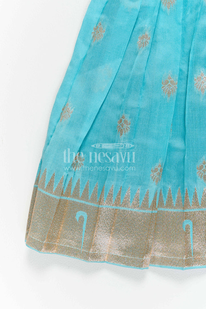 The Nesavu Girls Kanchi Silk Frock Girls Kanchi Silk Frock for Festive Photos and Pooja Nesavu Nesavu Girls Kanchi Silk Frock For Festive Photos And Pooja With Paithani Yoke