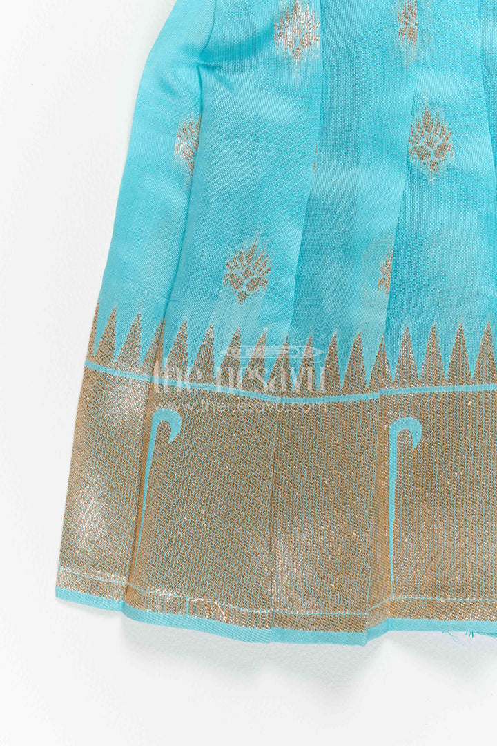 The Nesavu Girls Kanchi Silk Frock Girls Kanchi Silk Frock for Festive Photos and Pooja Nesavu Nesavu Girls Kanchi Silk Frock For Festive Photos And Pooja With Paithani Yoke