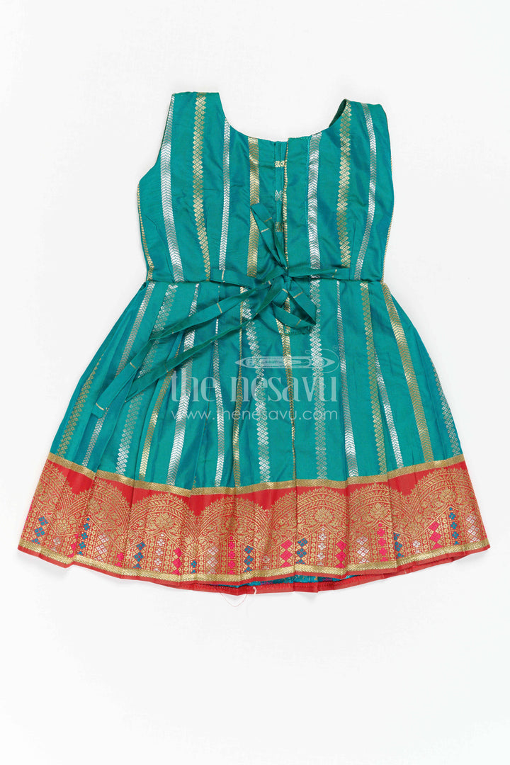 The Nesavu Girls Kanchi Silk Frock Girls Kanchi Silk Frock for Temple Festivals and Family Celebrations Nesavu Nesavu Girls Kanchi Silk Frock With Grand Traditional Border For Festivals And Family Occasions