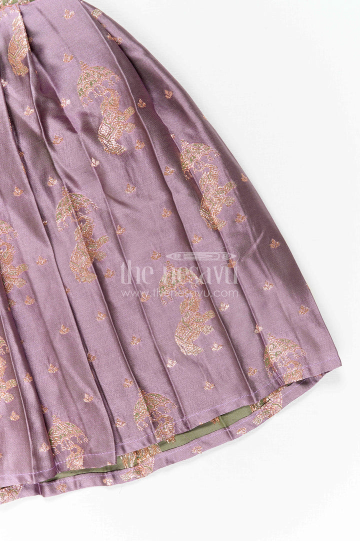 The Nesavu Girls Kanchi Silk Frock Girls Kanchi Silk Frock for Wedding Ceremonies and Festive Portraits Nesavu Nesavu Girls Kanchi Silk Frock With Grand Traditional Border For Weddings And Festive Portraits