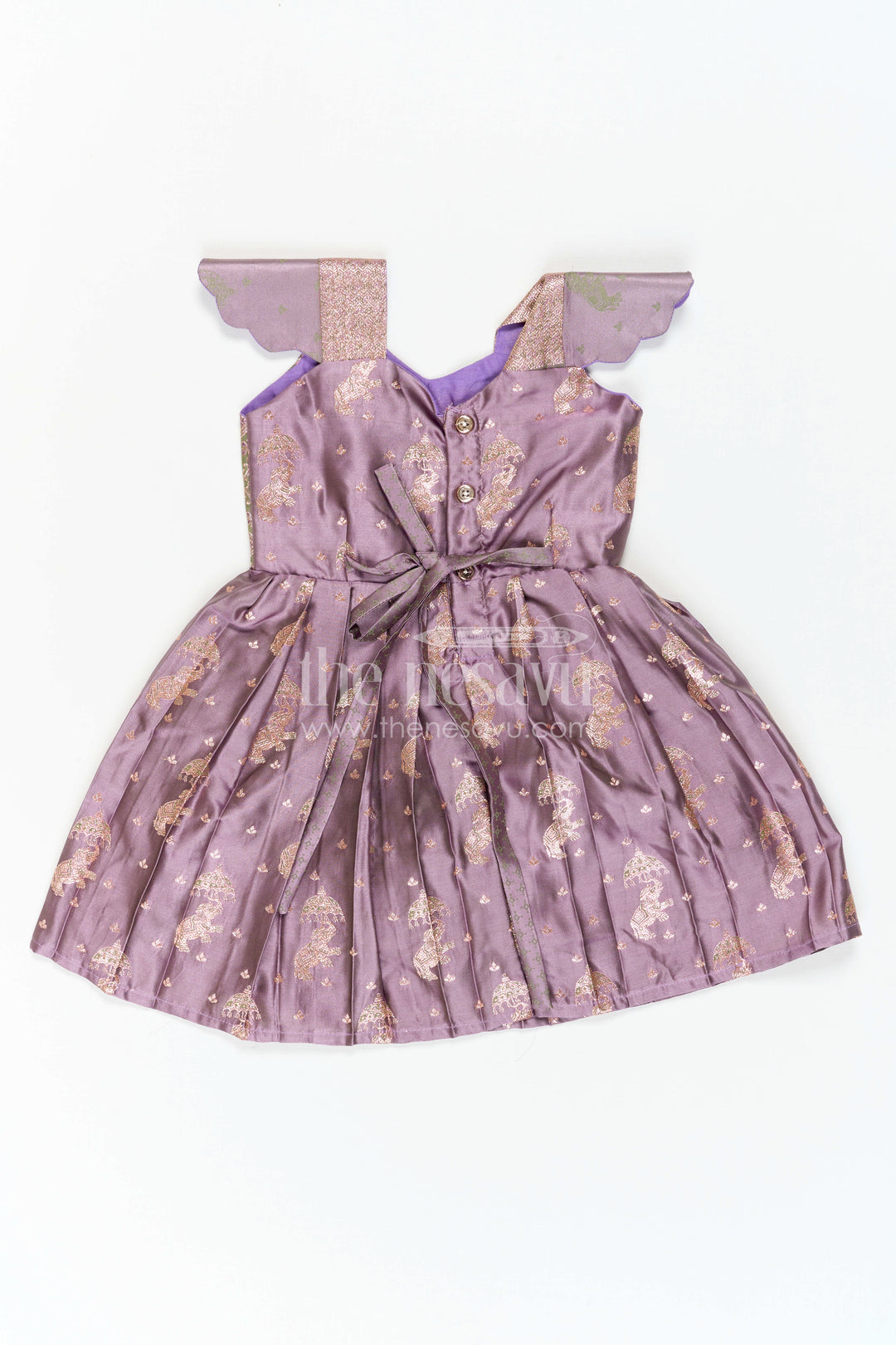 The Nesavu Girls Kanchi Silk Frock Girls Kanchi Silk Frock for Wedding Ceremonies and Festive Portraits Nesavu Nesavu Girls Kanchi Silk Frock With Grand Traditional Border For Weddings And Festive Portraits