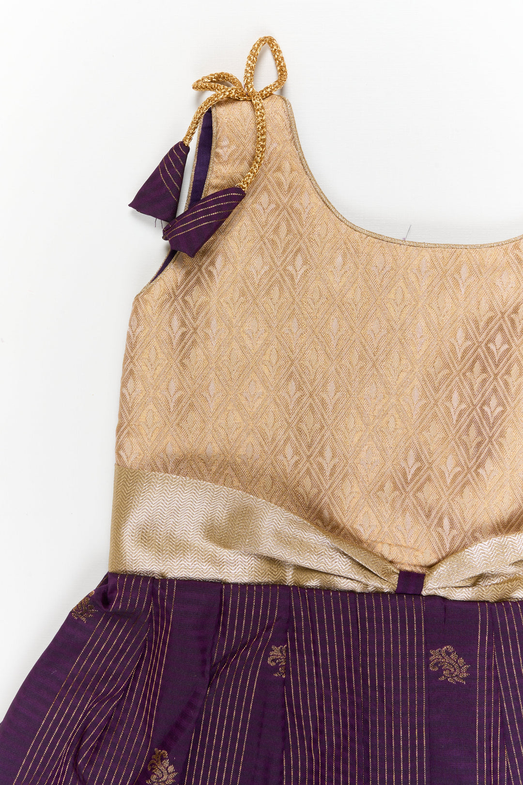 The Nesavu Girls Kanchi Silk Frock Girls Kanchi Silk Frock for Wedding Receptions and Festivals Nesavu Nesavu girls kanchi silk frock for wedding receptions in semi bridal kanchivaram silk style