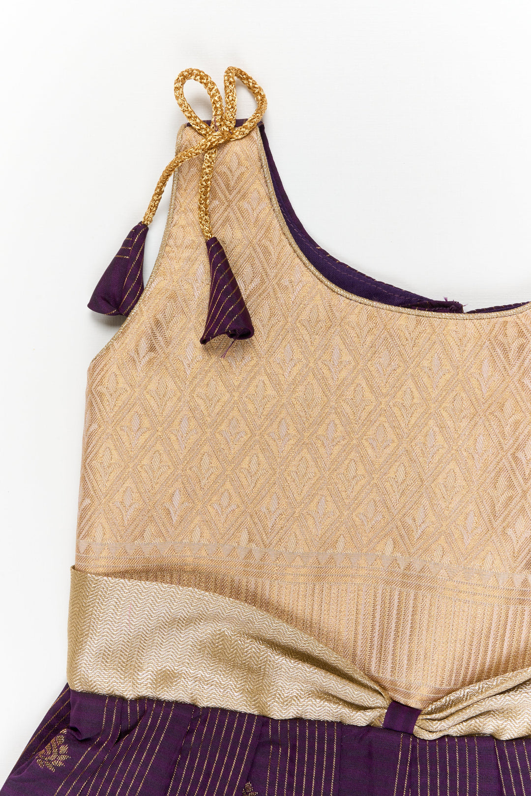 The Nesavu Girls Kanchi Silk Frock Girls Kanchi Silk Frock for Wedding Receptions and Festivals Nesavu Nesavu girls kanchi silk frock for wedding receptions in semi bridal kanchivaram silk style