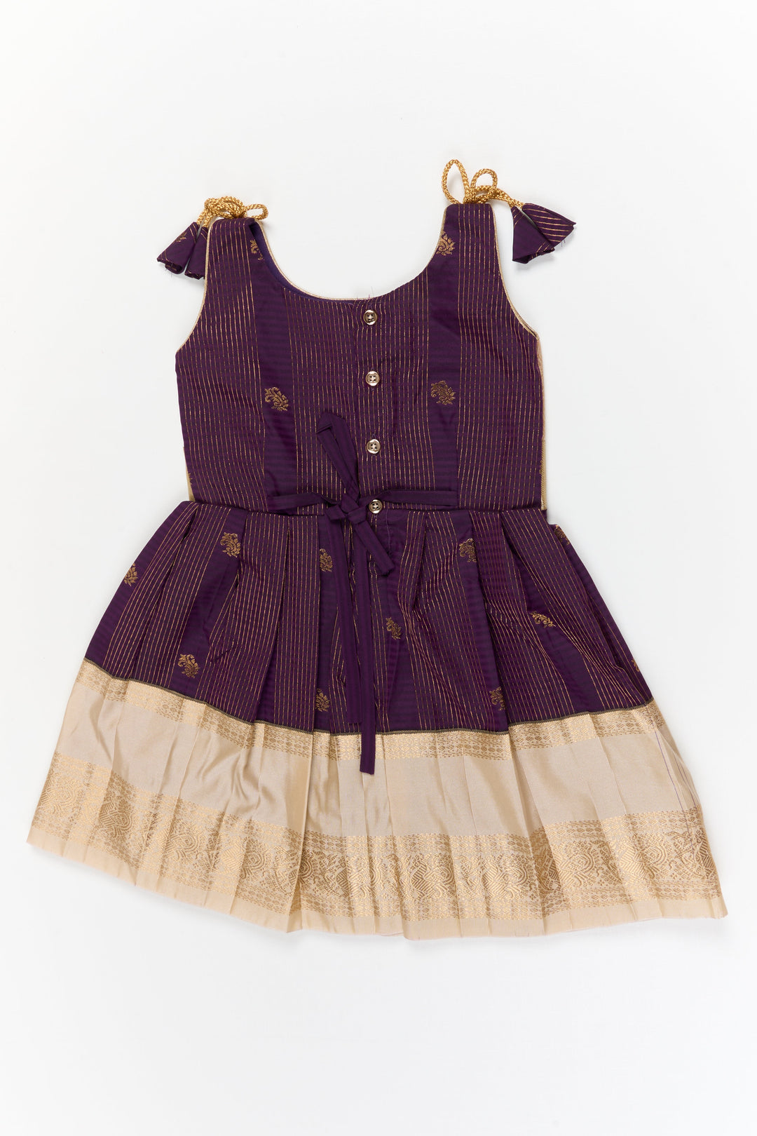 The Nesavu Girls Kanchi Silk Frock Girls Kanchi Silk Frock for Wedding Receptions and Festivals Nesavu Nesavu girls kanchi silk frock for wedding receptions in semi bridal kanchivaram silk style