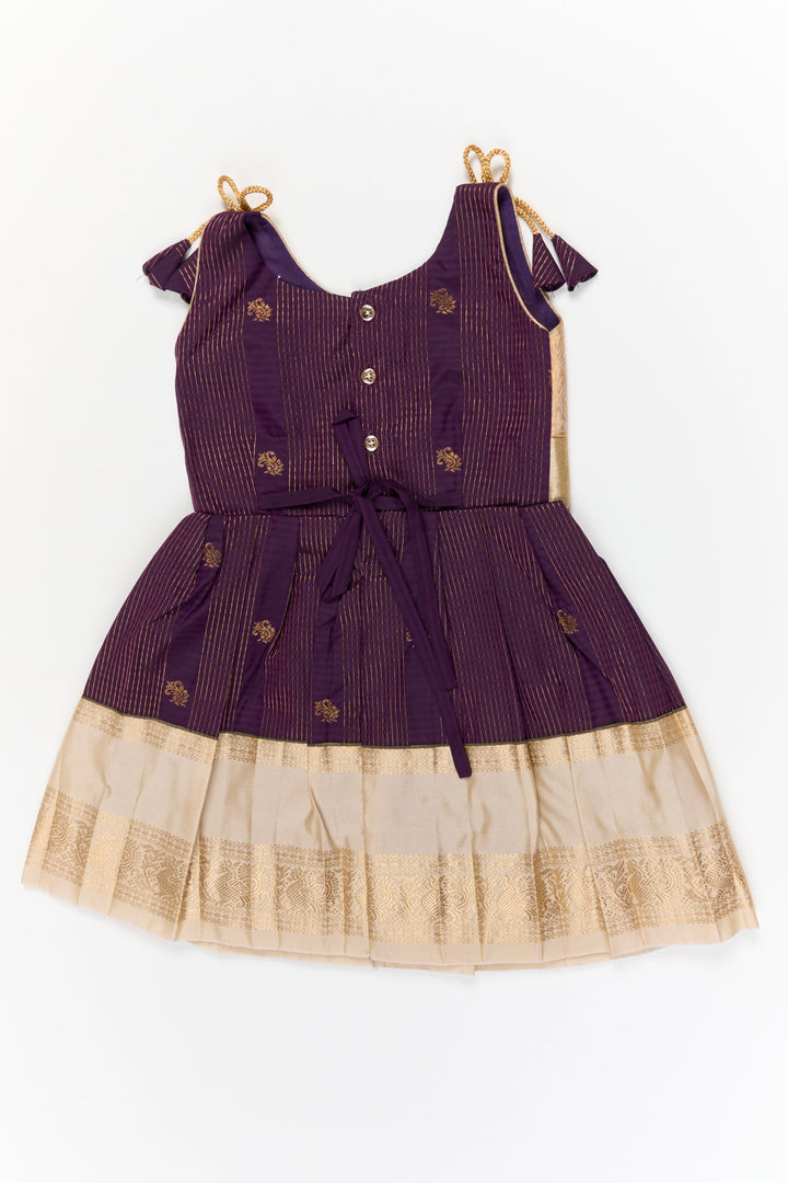 The Nesavu Girls Kanchi Silk Frock Girls Kanchi Silk Frock for Wedding Receptions and Festivals Nesavu Nesavu girls kanchi silk frock for wedding receptions in semi bridal kanchivaram silk style