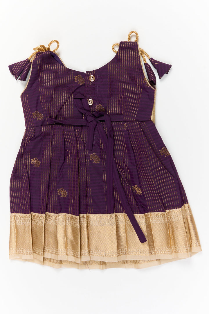 The Nesavu Girls Kanchi Silk Frock Girls Kanchi Silk Frock for Wedding Receptions and Festivals Nesavu Nesavu girls kanchi silk frock for wedding receptions in semi bridal kanchivaram silk style