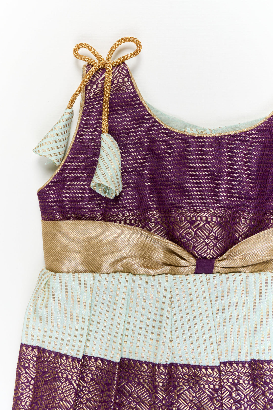 The Nesavu Girls Kanchi Silk Frock Girls Kanchi Silk Frock for Weddings and Cultural Celebrations Nesavu Nesavu girls kanchi silk frock for weddings in semi jacquard kanchivaram saree inspired design