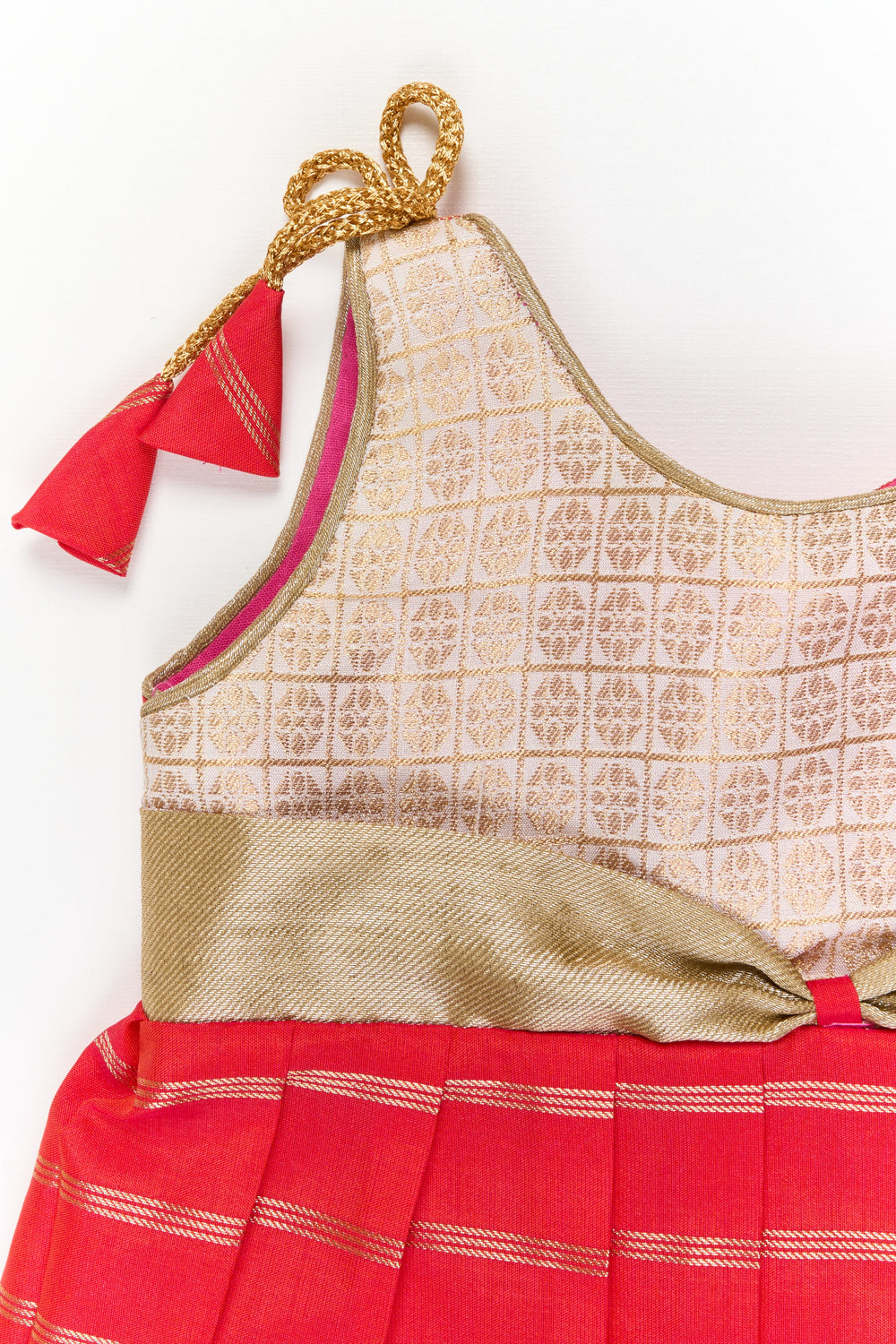 The Nesavu Girls Kanchi Silk Frock Girls Kanchi Silk Frock for Weddings and Festive Ceremonies Nesavu Nesavu girls kanchi silk frock for weddings in semi latest kanchivaram silk inspired design