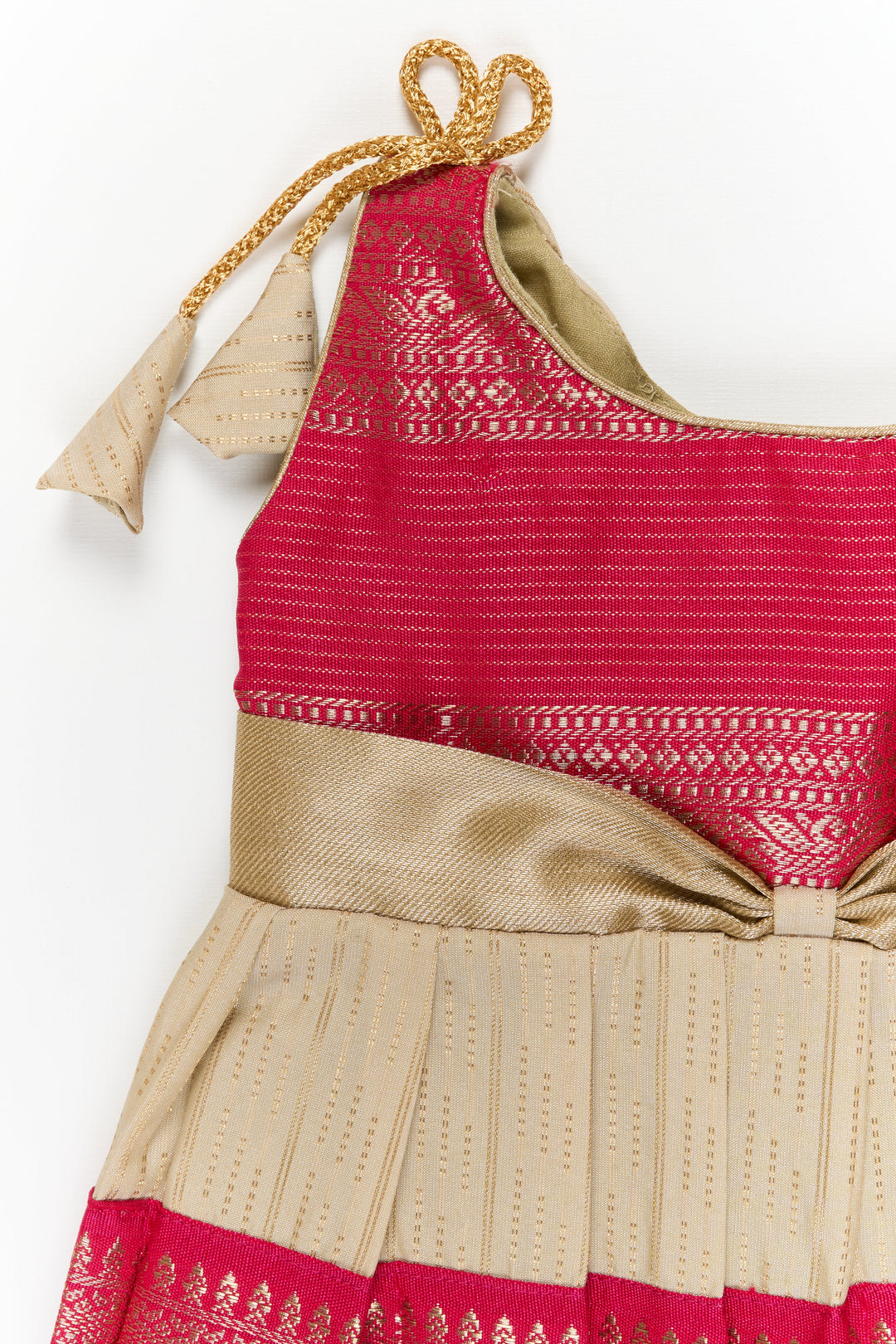 The Nesavu Girls Kanchi Silk Frock Girls Kanchi Silk Frock for Weddings and Festive Functions Nesavu Nesavu girls kanchi frock for weddings in semi designer kanchivaram silk inspired collection