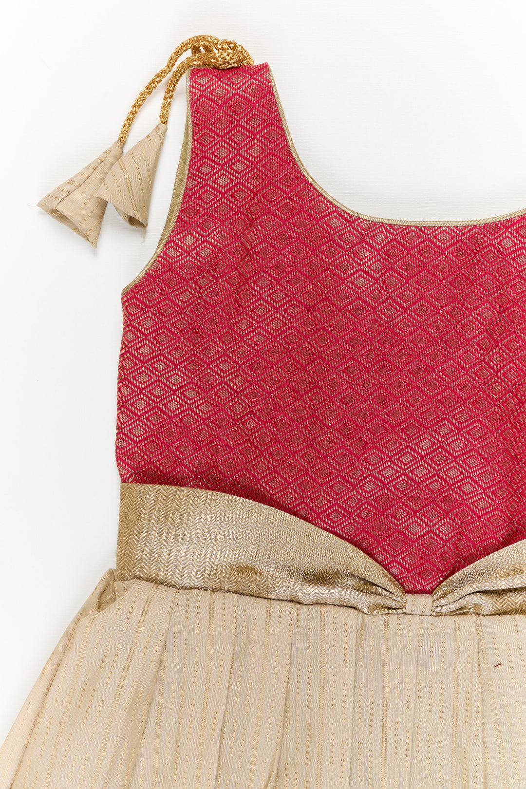 The Nesavu Girls Kanchi Silk Frock Girls Kanchi Silk Frock for Weddings and Festive Functions Nesavu Nesavu girls kanchi frock for weddings in semi designer kanchivaram silk inspired collection