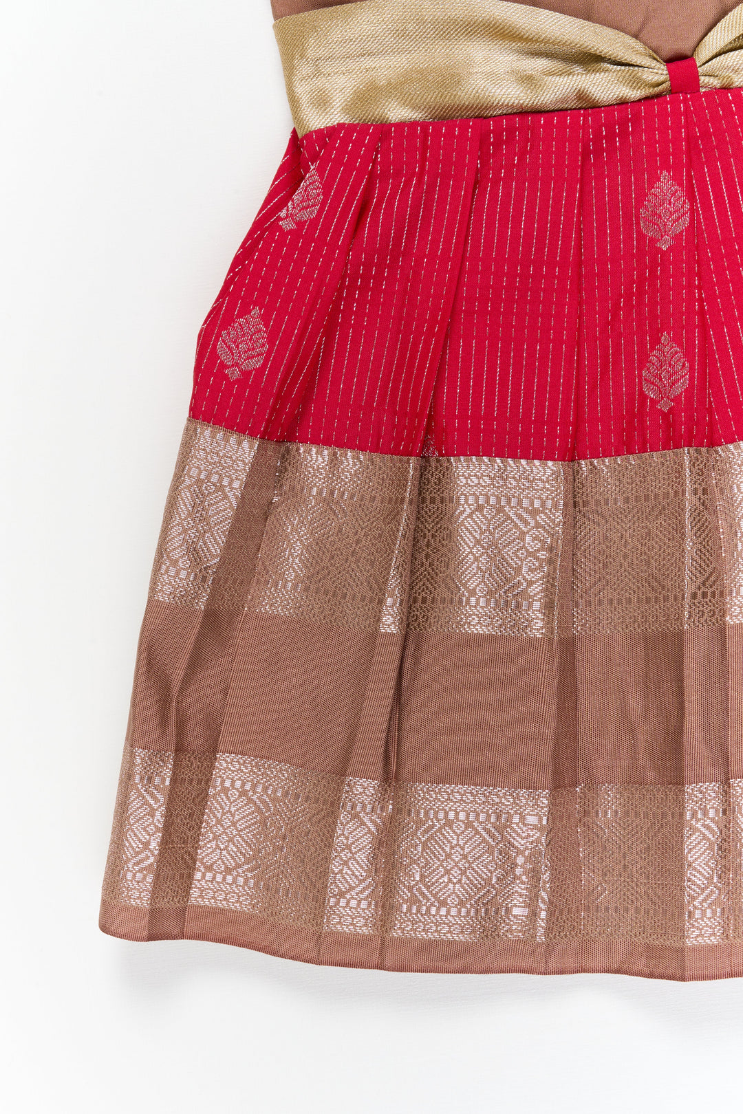 The Nesavu Girls Kanchi Silk Frock Girls Kanchi Silk Frock for Weddings and Festive Gatherings Nesavu Nesavu girls kanchi silk frock for weddings in semi designer bridal kanchivaram silk style