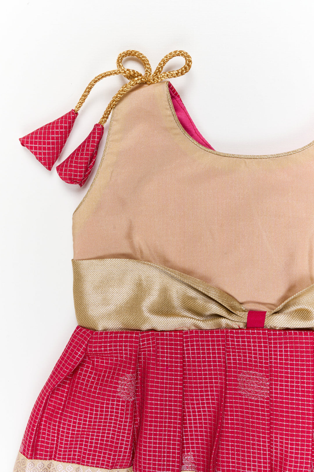 The Nesavu Girls Kanchi Silk Frock Girls Kanchi Silk Frock for Weddings and Temple Functions Nesavu Nesavu girls kanchi silk frock for weddings and temple functions in traditional kanchivaram style