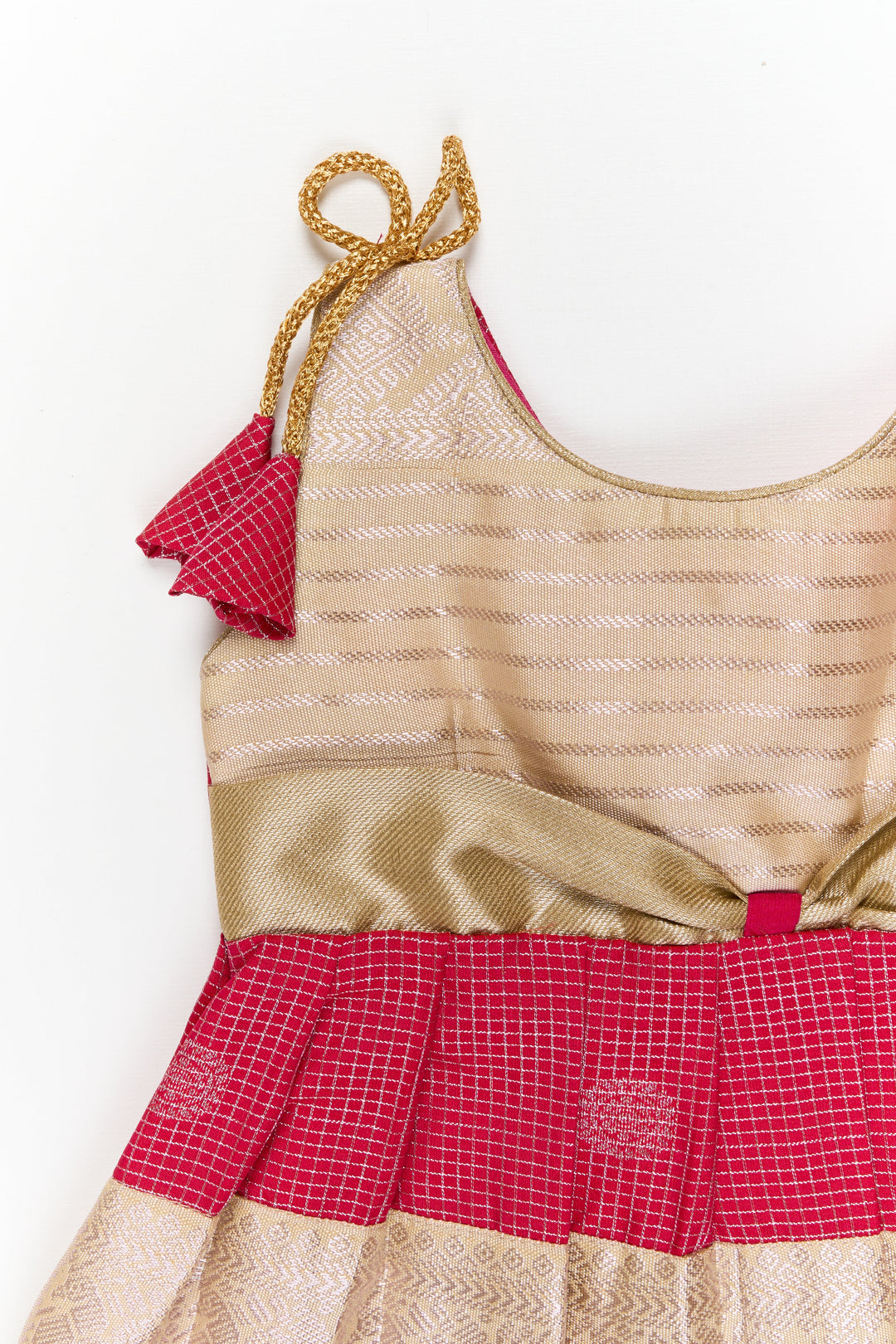 The Nesavu Girls Kanchi Silk Frock Girls Kanchi Silk Frock for Weddings and Temple Functions Nesavu Nesavu girls kanchi silk frock for weddings and temple functions in traditional kanchivaram style