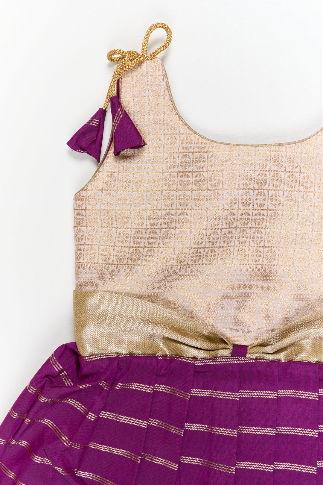 The Nesavu Girls Kanchi Silk Frock Girls Kanchi Silk Frock for Weddings Celebrations Nesavu Nesavu girls kanchi silk frock for weddings in latest kanchivaram silk inspired design