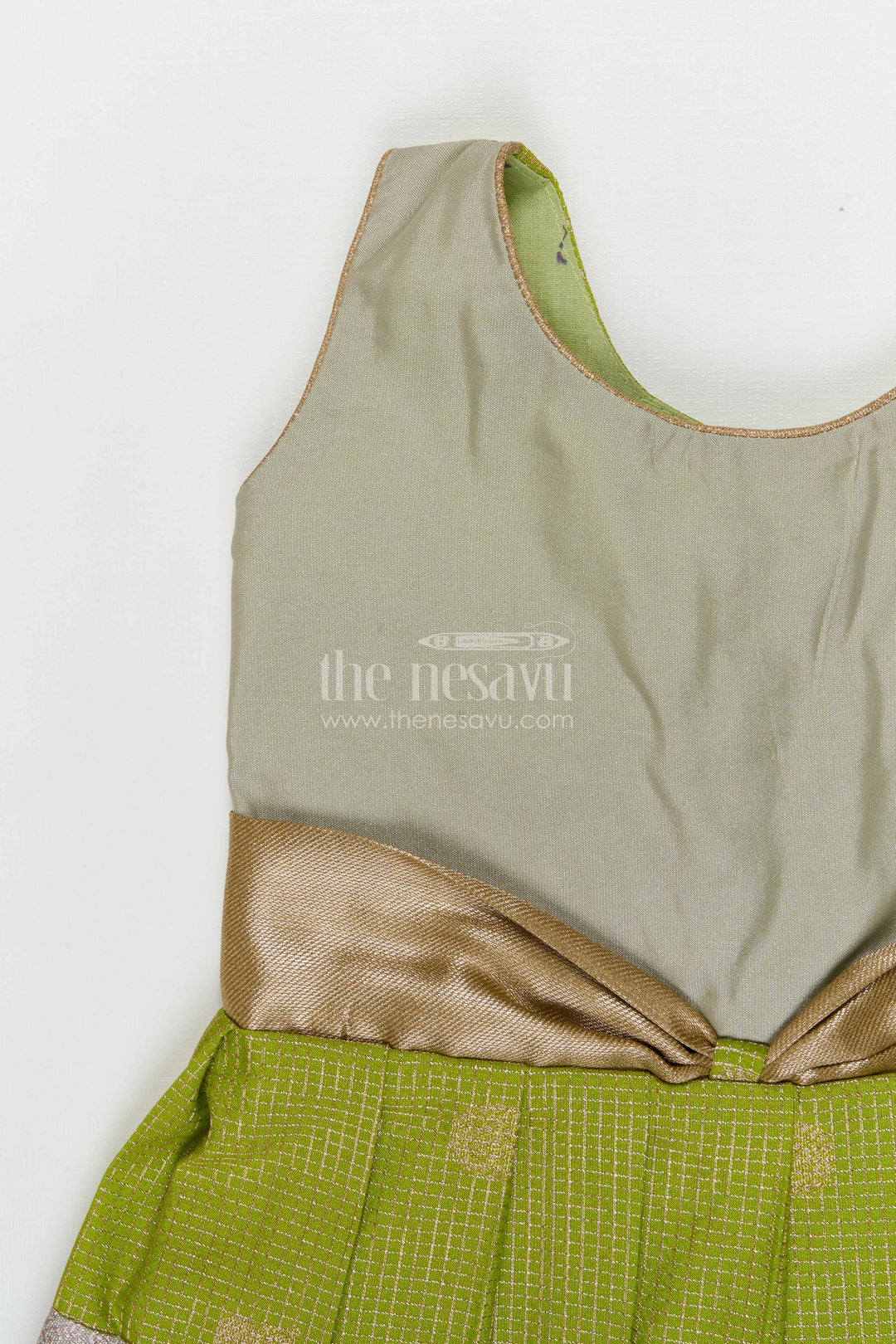 The Nesavu Girls Kanchi Silk Frock Girls Kanchi Silk Frock for Weddings Nesavu Nesavu Girls Semi Pure Kanchivaram Silk Frock Saree Inspired Design For Weddings And Festive Events