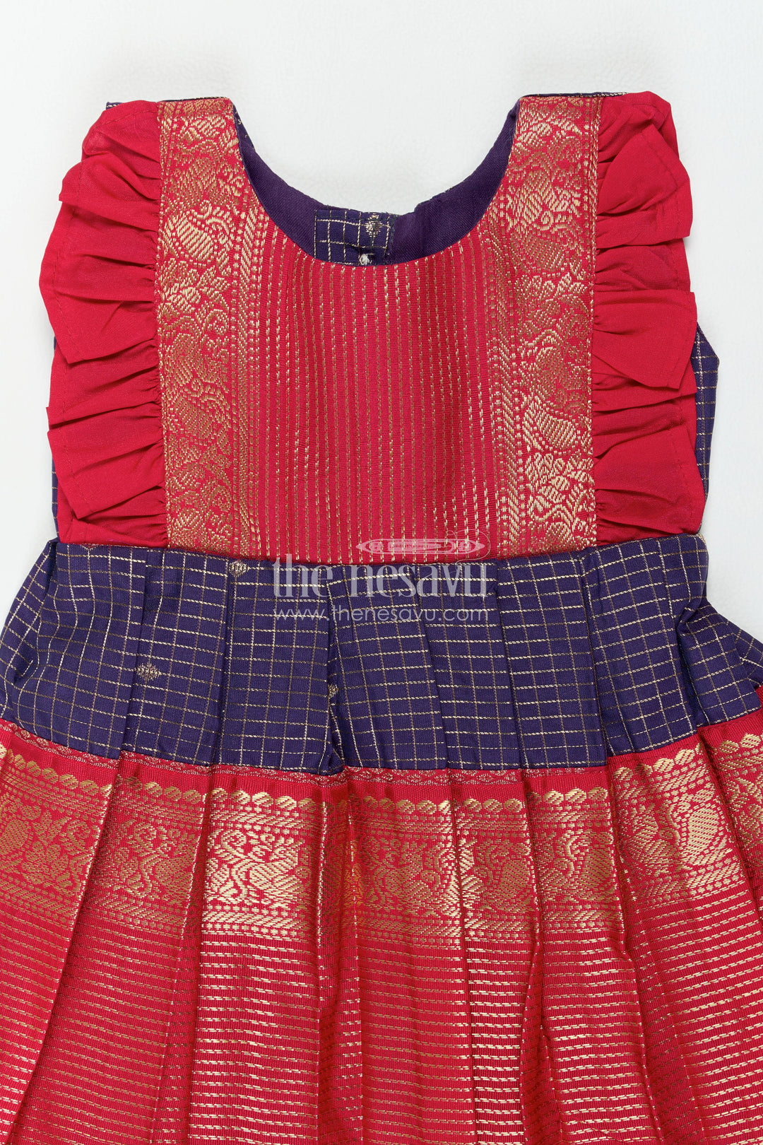 The Nesavu Girls Kanchi Silk Frock Girls Kanchi Silk Frock in Blue for Special Functions Nesavu Nesavu Girls Kanchi Silk Frock In Blue For Parties And Memorable