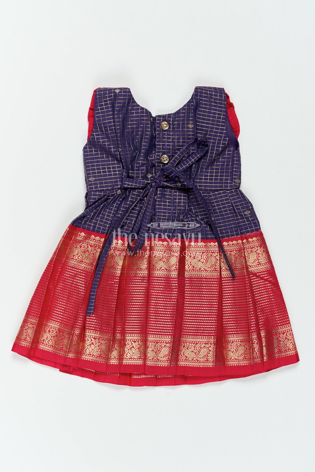 The Nesavu Girls Kanchi Silk Frock Girls Kanchi Silk Frock in Blue for Special Functions Nesavu Nesavu Girls Kanchi Silk Frock In Blue For Parties And Memorable