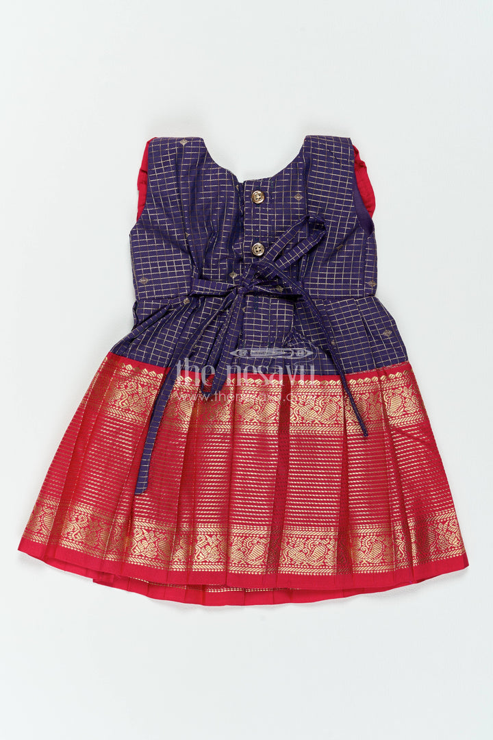 The Nesavu Girls Kanchi Silk Frock Girls Kanchi Silk Frock in Blue for Special Functions Nesavu Nesavu Girls Kanchi Silk Frock In Blue For Parties And Memorable