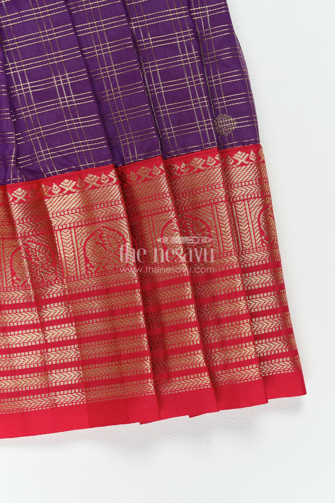The Nesavu Girls Kanchi Silk Frock Girls Kanchi Silk Frock in Purple for Special Functions Nesavu Nesavu Girls Kanchi Silk Frock In Purple For Special Functions