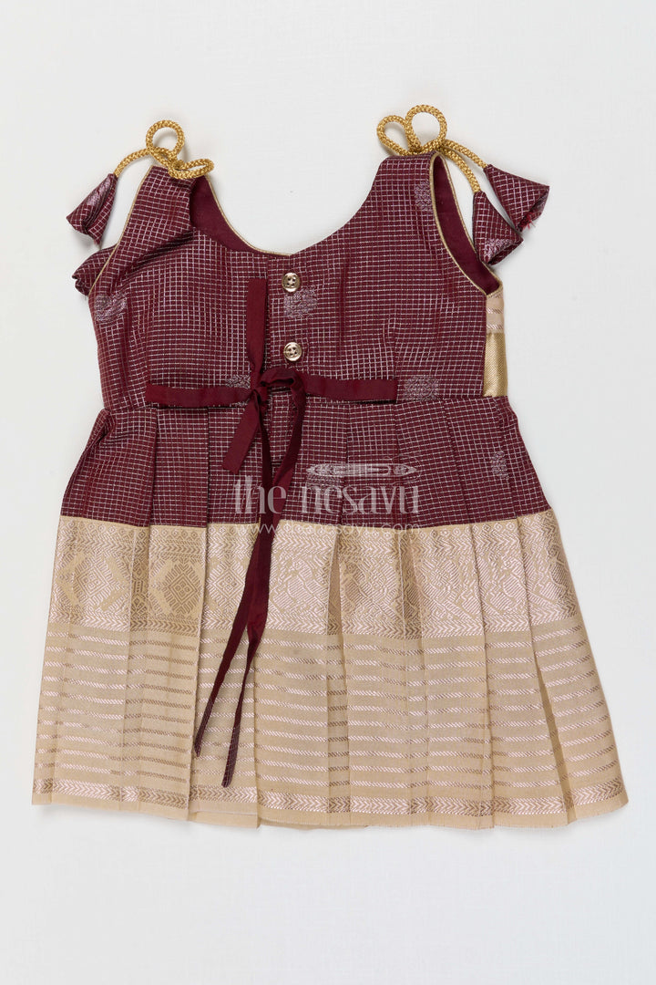 The Nesavu Girls Kanchi Silk Frock Girls Kanchi Silk Frock Weddings and Traditional Events Nesavu Nesavu Girls Kanchi Silk Frock Saree Inspired Design For Weddings And Festive Occasions