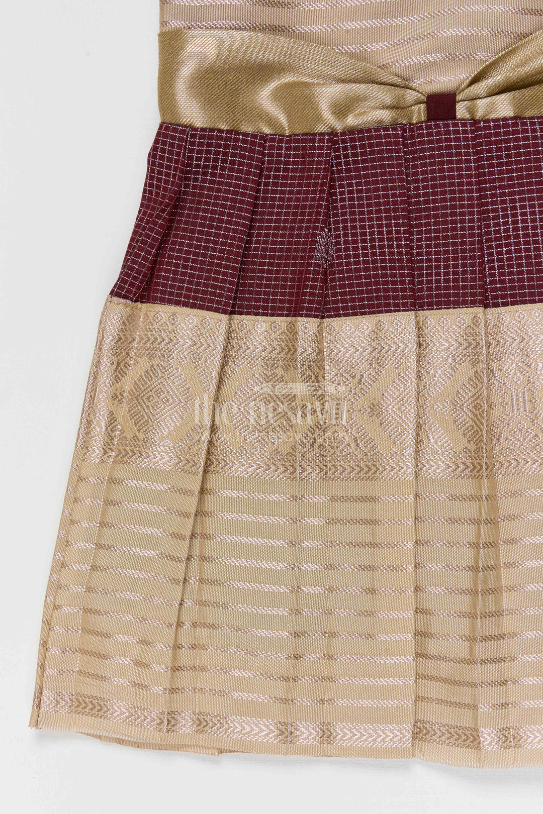 The Nesavu Girls Kanchi Silk Frock Girls Kanchi Silk Frock Weddings and Traditional Events Nesavu Nesavu Girls Kanchi Silk Frock Saree Inspired Design For Weddings And Festive Occasions