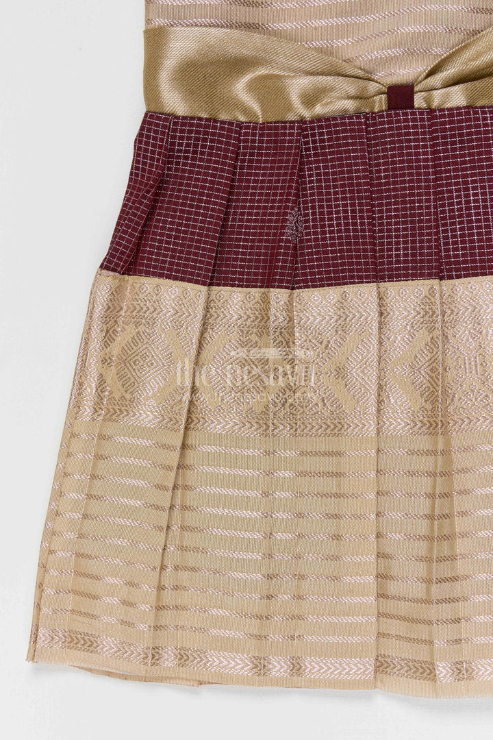 The Nesavu Girls Kanchi Silk Frock Girls Kanchi Silk Frock Weddings and Traditional Events Nesavu Nesavu Girls Kanchi Silk Frock Saree Inspired Design For Weddings And Festive Occasions