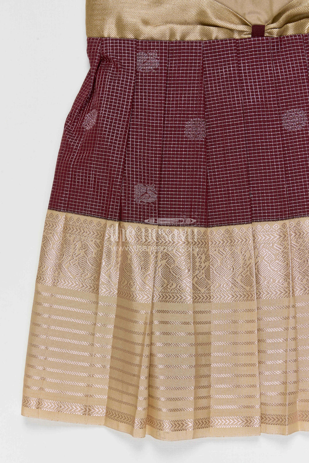 The Nesavu Girls Kanchi Silk Frock Girls Kanchi Silk Frock Weddings and Traditional Events Nesavu Nesavu Girls Kanchi Silk Frock Saree Inspired Design For Weddings And Festive Occasions