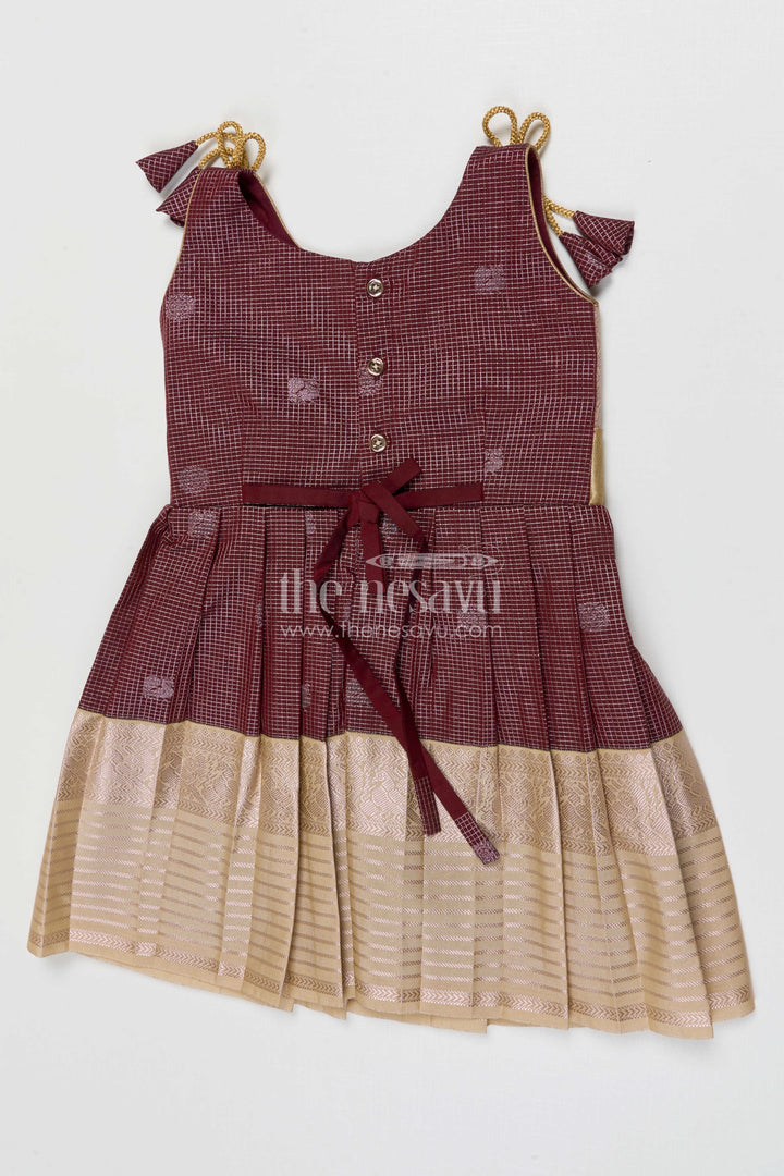 The Nesavu Girls Kanchi Silk Frock Girls Kanchi Silk Frock Weddings and Traditional Events Nesavu Nesavu Girls Kanchi Silk Frock Saree Inspired Design For Weddings And Festive Occasions