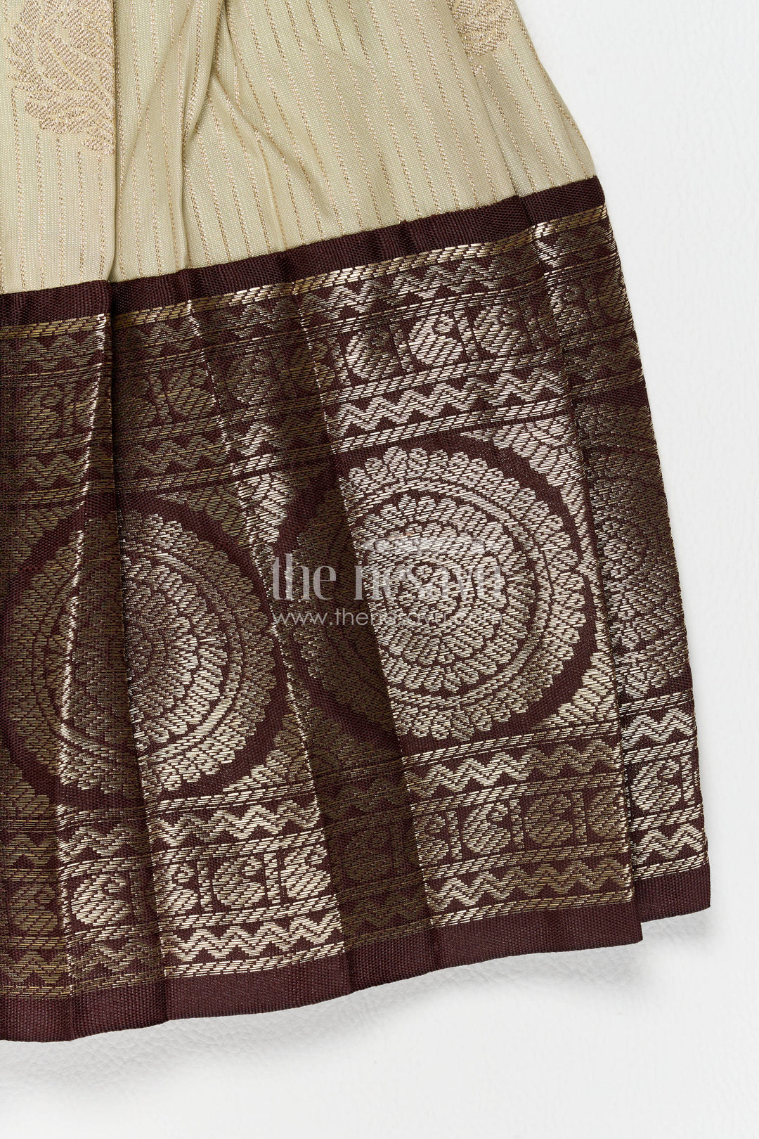 The Nesavu Girls Kanchi Silk Frock Girls Kanchi Silk Frock with Jacquard Weave for Family Functions Nesavu Nesavu Girls Kanchi Silk Frock With Jacquard Weave For Weddings