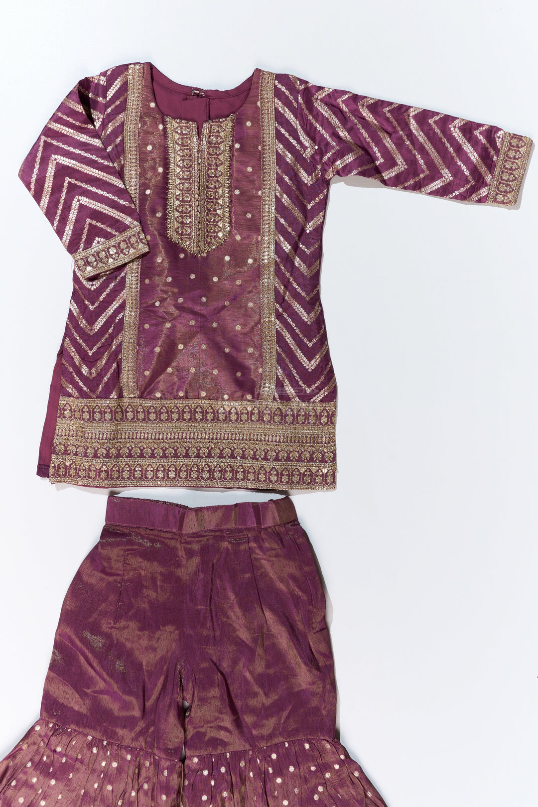 The Nesavu Girls Sharara / Plazo Set Girls Kurta Sharara Set with Heavy Embroidery and Elegant Dupatta for Festive Wear Nesavu Nesavu Girls Kurta Sharara Set Heavy Embroidery Elegant Dupatta Festive Wear