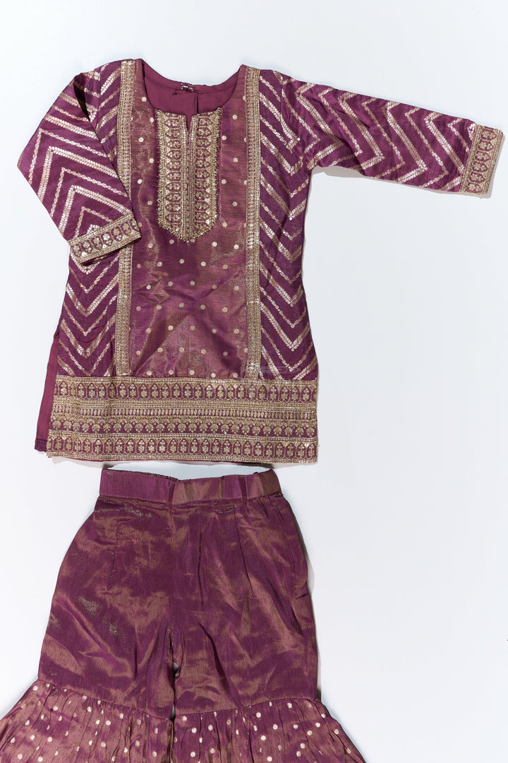 The Nesavu Girls Sharara / Plazo Set Girls Kurta Sharara Set with Heavy Embroidery and Elegant Dupatta for Festive Wear Nesavu Nesavu Girls Kurta Sharara Set Heavy Embroidery Elegant Dupatta Festive Wear