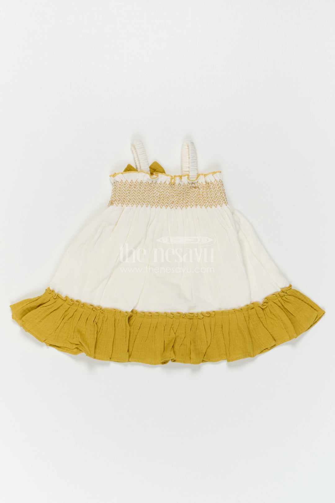 The Nesavu Girls Cotton Frock Girls Layered Frock for Outings and Everyday Special Moments Nesavu Nesavu Girls Layered Muslin Cotton Frock For Outings And Everyday Wear With Flared Tiered Design