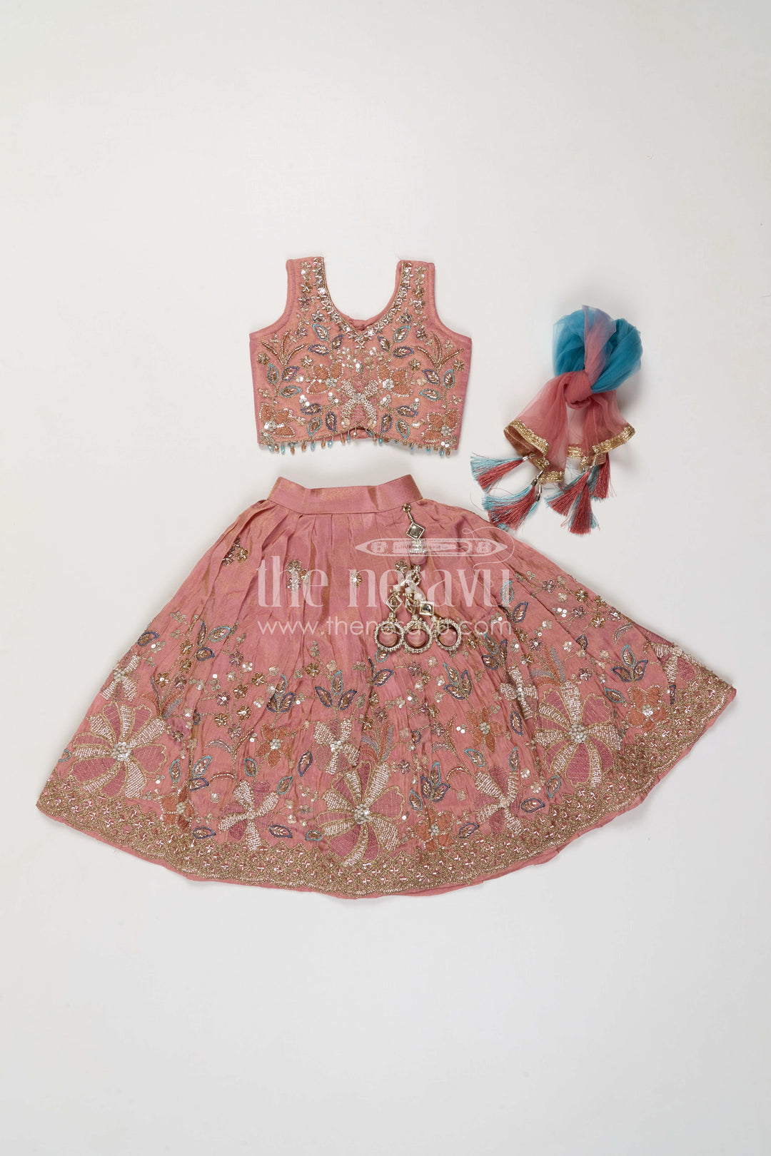The Nesavu Girls Lehenga Choli Girls Lehenga Choli for Birthday Celebrations and Festive Events Nesavu Nesavu Girls Lehenga Choli For Birthday And Festive Events With Viscose Silk And Embroidered Design