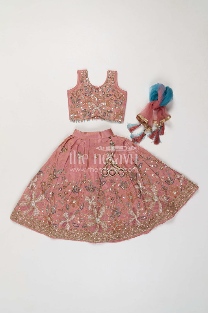 The Nesavu Girls Lehenga Choli Girls Lehenga Choli for Birthday Celebrations and Festive Events Nesavu Nesavu Girls Lehenga Choli For Birthday And Festive Events With Viscose Silk And Embroidered Design