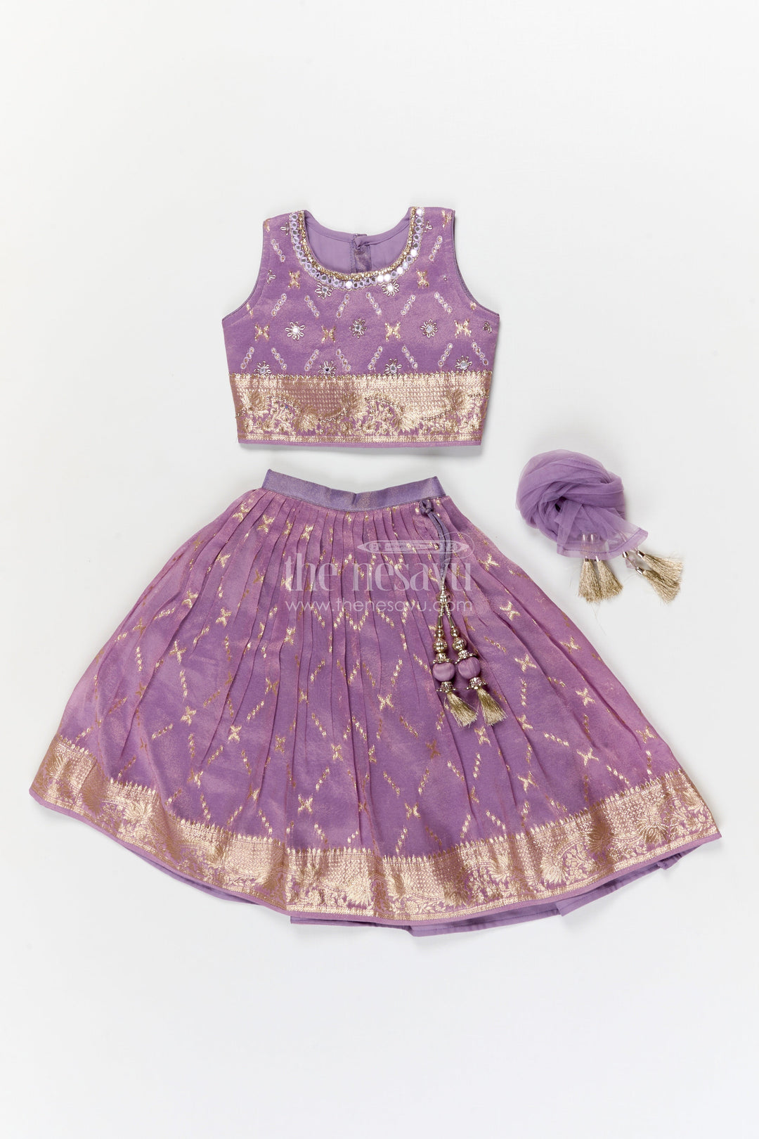 The Nesavu Girls Lehenga Choli Girls Lehenga Choli for Birthday Celebrations and Festive Gatherings Nesavu Nesavu girls lehenga choli for birthdays and festivals with zari border and tassel dupatta