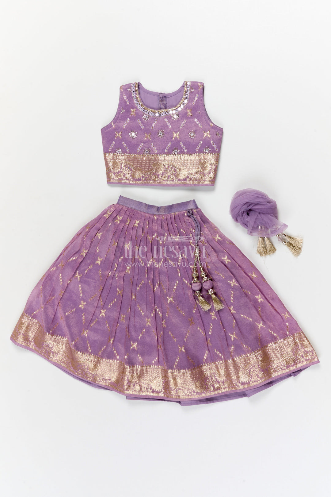 The Nesavu Girls Lehenga Choli Girls Lehenga Choli for Birthday Celebrations and Festive Gatherings Nesavu Nesavu girls lehenga choli for birthdays and festivals with zari border and tassel dupatta