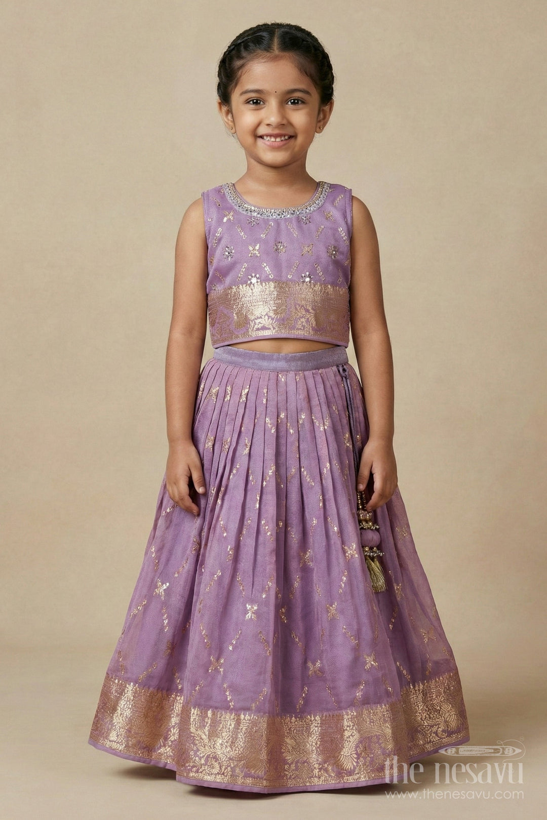 The Nesavu Girls Lehenga Choli Girls Lehenga Choli for Birthday Celebrations and Festive Gatherings Nesavu Nesavu girls lehenga choli for birthdays and festivals with zari border and tassel dupatta