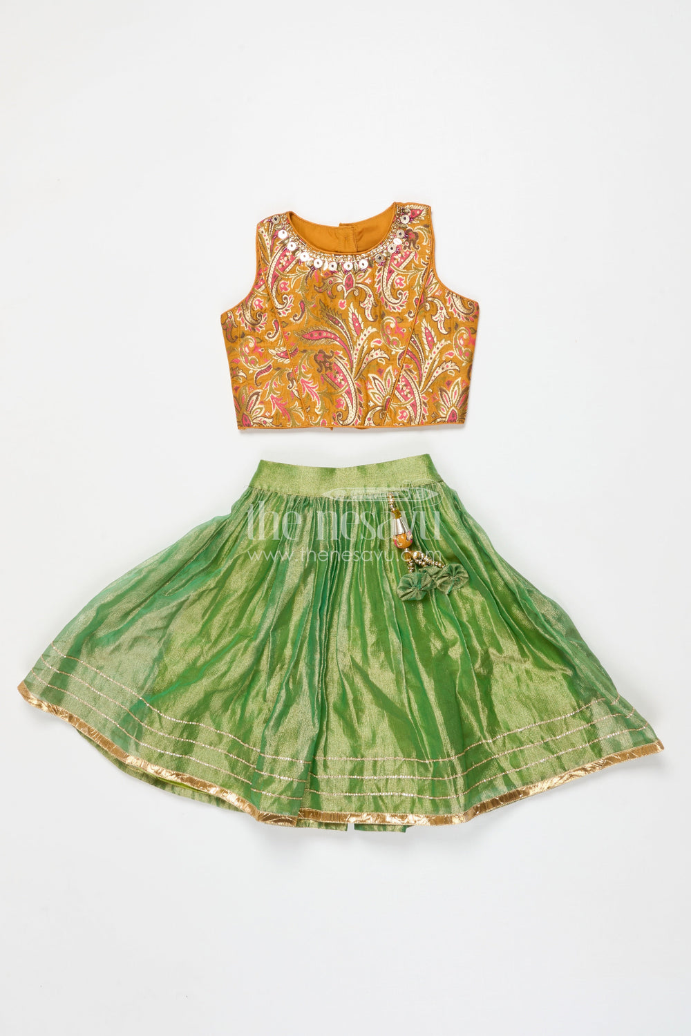 The Nesavu Girls Lehenga Choli Girls Lehenga Choli for Birthday Parties and Family Occasions Nesavu 16 (1Y) / Yellow GL803A-16 Nesavu girls lehenga choli for birthdays and festive events with chinon silk and designer yoke