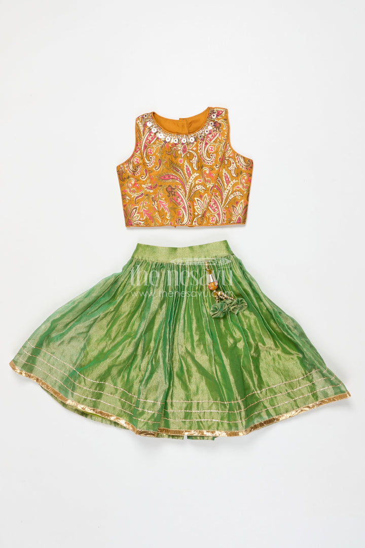 The Nesavu Girls Lehenga Choli Girls Lehenga Choli for Birthday Parties and Family Occasions Nesavu 16 (1Y) / Yellow GL803A-16 Nesavu girls lehenga choli for birthdays and festive events with chinon silk and designer yoke