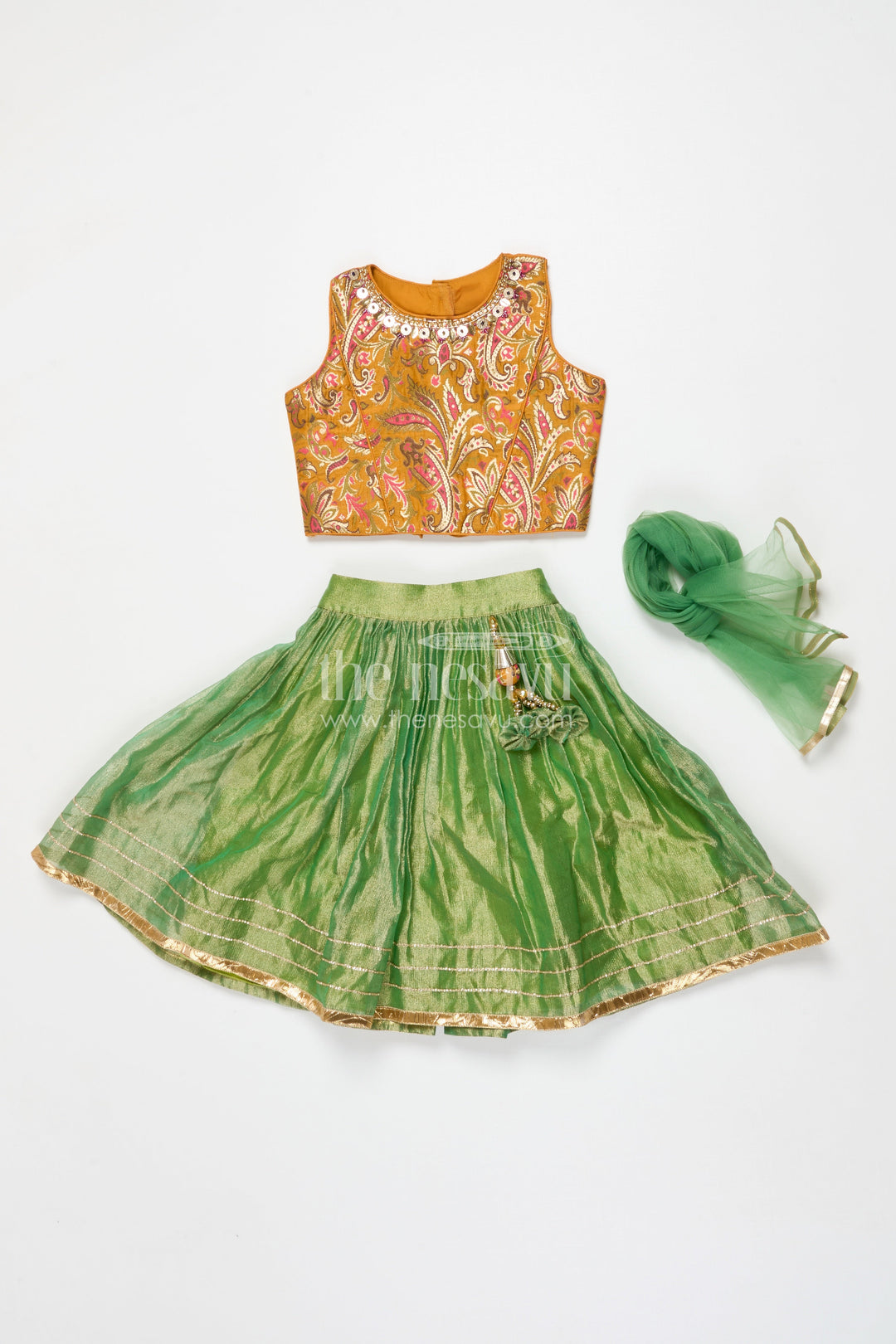 The Nesavu Girls Lehenga Choli Girls Lehenga Choli for Birthday Parties and Family Occasions Nesavu Nesavu girls lehenga choli for birthdays and festive events with chinon silk and designer yoke