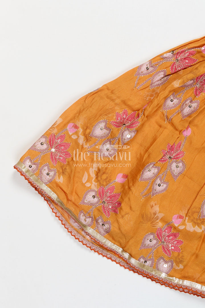 The Nesavu Girls Lehenga Choli Girls Lehenga Choli for Birthday Parties and School Cultural Days Nesavu Nesavu georgette printed girls lehenga choli with sequin embroidery for birthdays and cultural events
