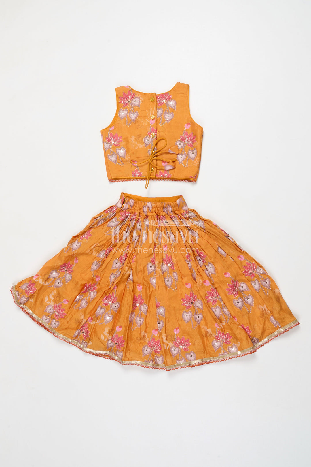 The Nesavu Girls Lehenga Choli Girls Lehenga Choli for Birthday Parties and School Cultural Days Nesavu Nesavu georgette printed girls lehenga choli with sequin embroidery for birthdays and cultural events