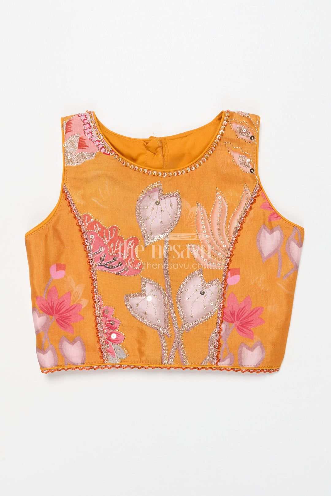 The Nesavu Girls Lehenga Choli Girls Lehenga Choli for Birthday Parties and School Cultural Days Nesavu Nesavu georgette printed girls lehenga choli with sequin embroidery for birthdays and cultural events