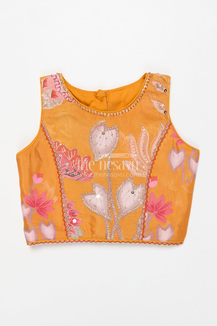 The Nesavu Girls Lehenga Choli Girls Lehenga Choli for Birthday Parties and School Cultural Days Nesavu Nesavu georgette printed girls lehenga choli with sequin embroidery for birthdays and cultural events