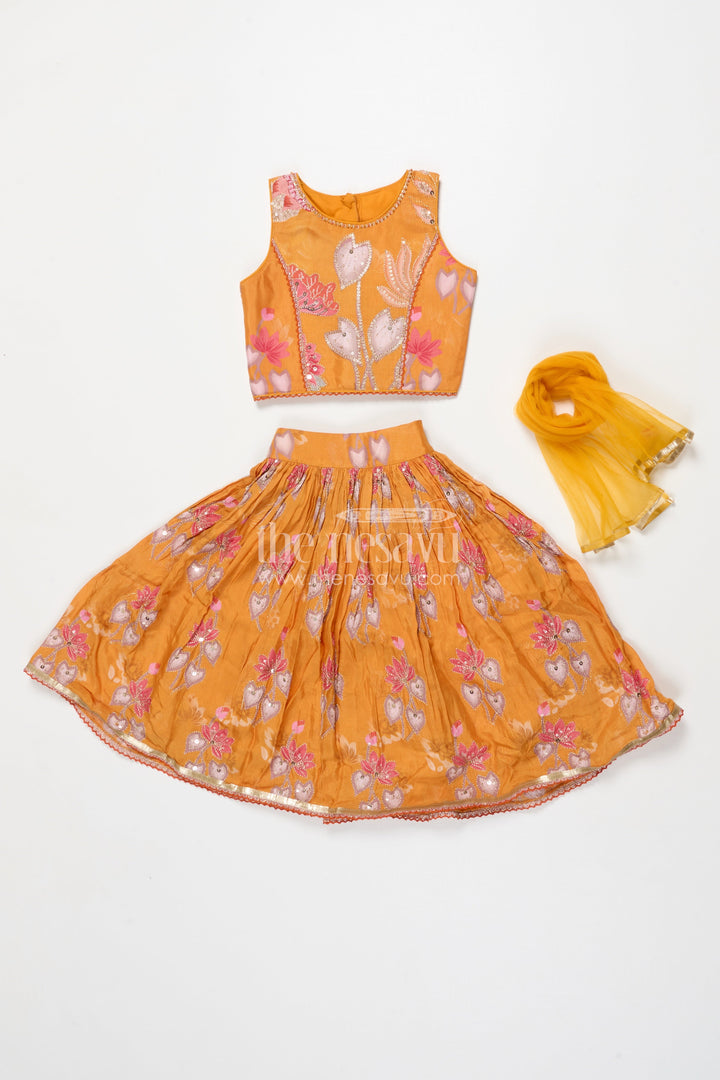 The Nesavu Girls Lehenga Choli Girls Lehenga Choli for Birthday Parties and School Cultural Days Nesavu Nesavu georgette printed girls lehenga choli with sequin embroidery for birthdays and cultural events
